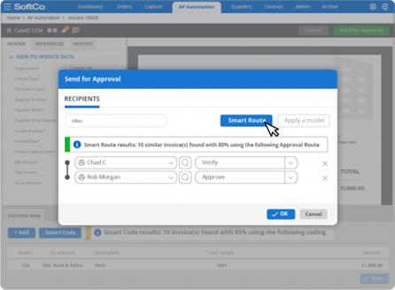 screenshot of SoftCo AP Automation